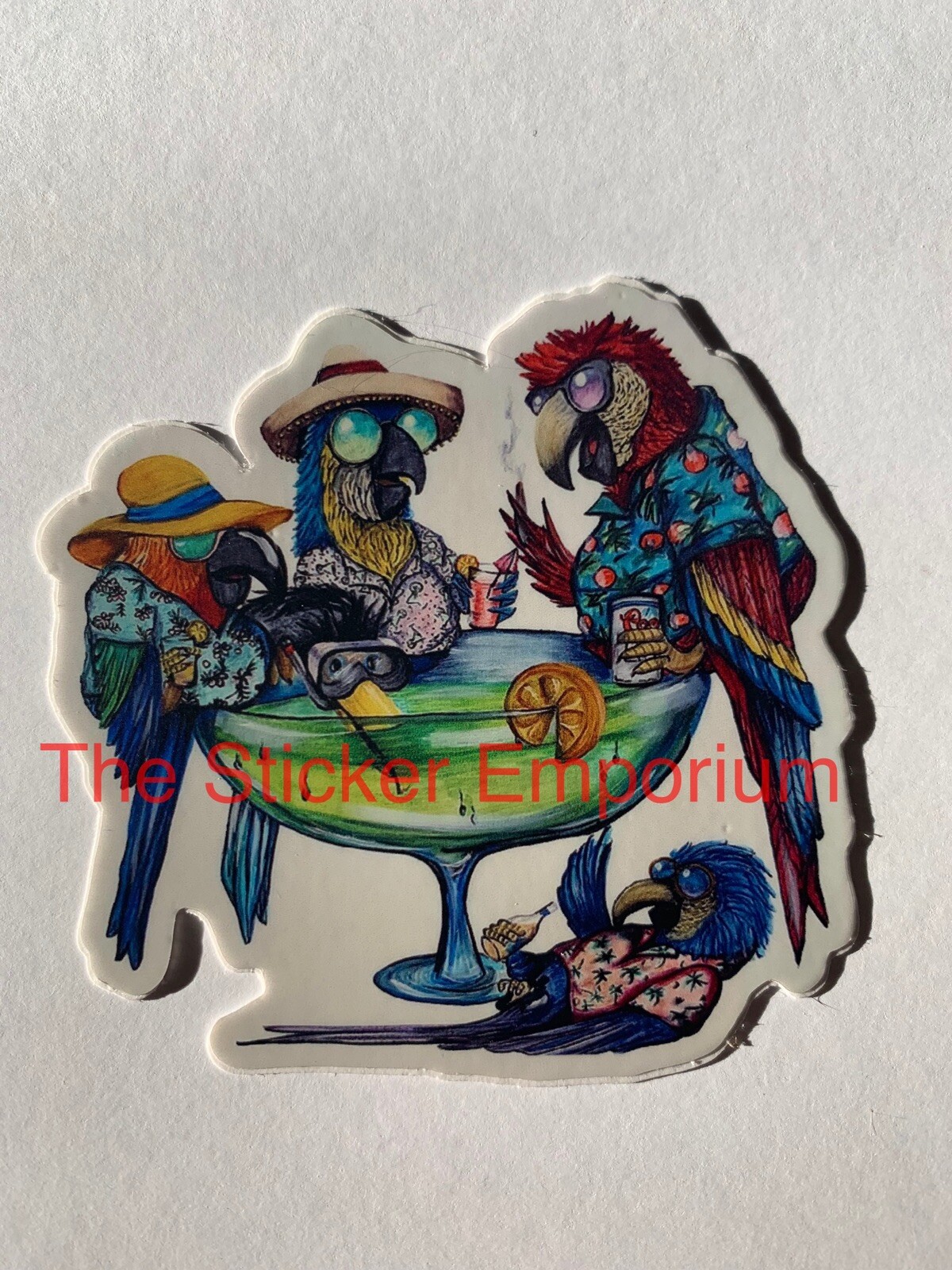 Margarita Parrot Head Sticker ~ Water Bottle ~ Laptop ~Macaw Jimmy Buffett Decal