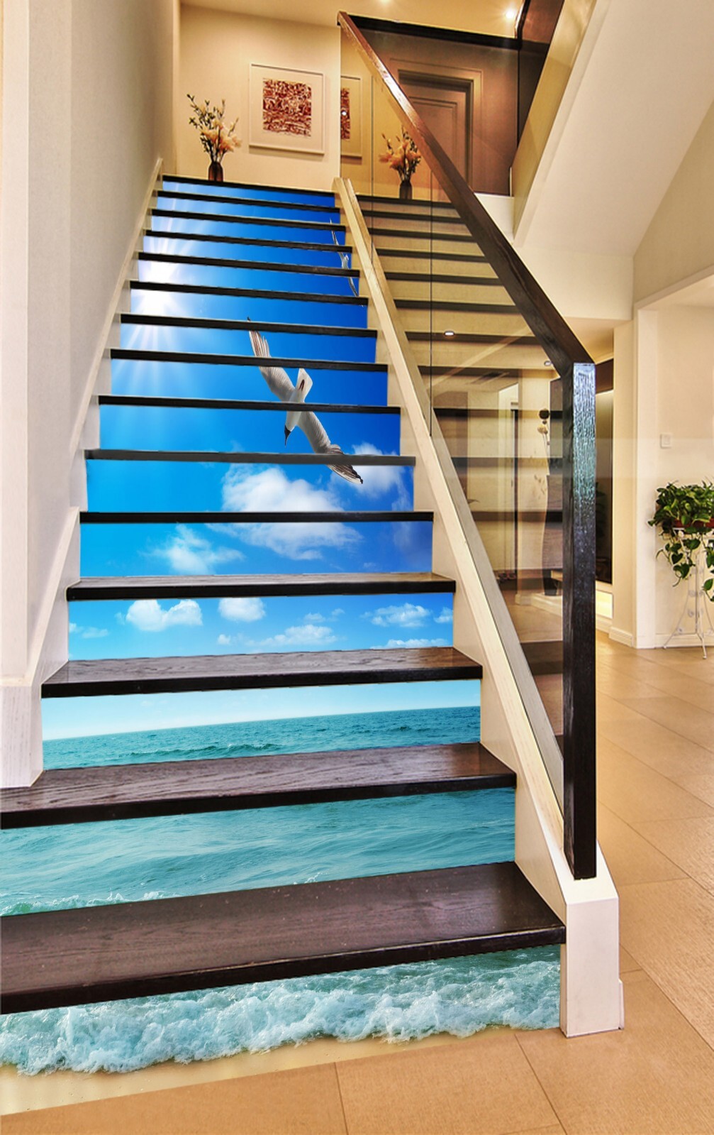 3D Sunshine Seagull AZ1296 Stair Risers Decoration Mural Vinyl Wallpaper Kay