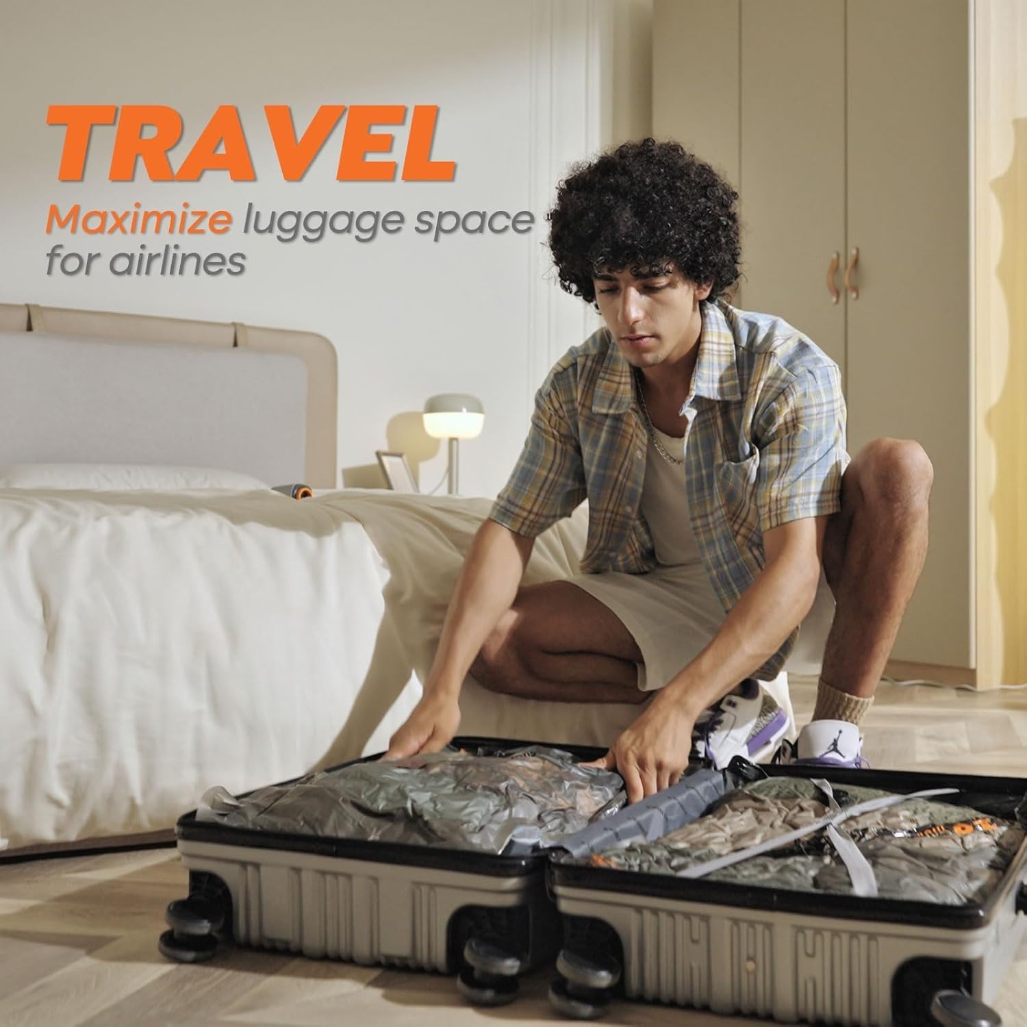 Rechargeable Wireless Pump Travel Storage Bags Set – 20 Pack Portable Space Save