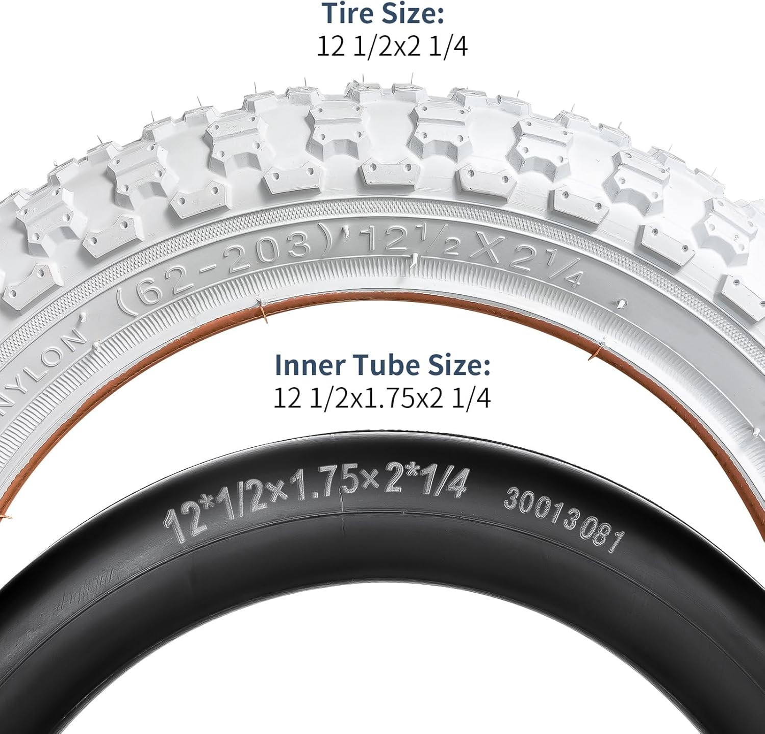 2-PCS 12.5" Kid Bike Tires 12 ½ X 2 ¼ (62-203) and 12.5" Bike Tubes Schrader Val