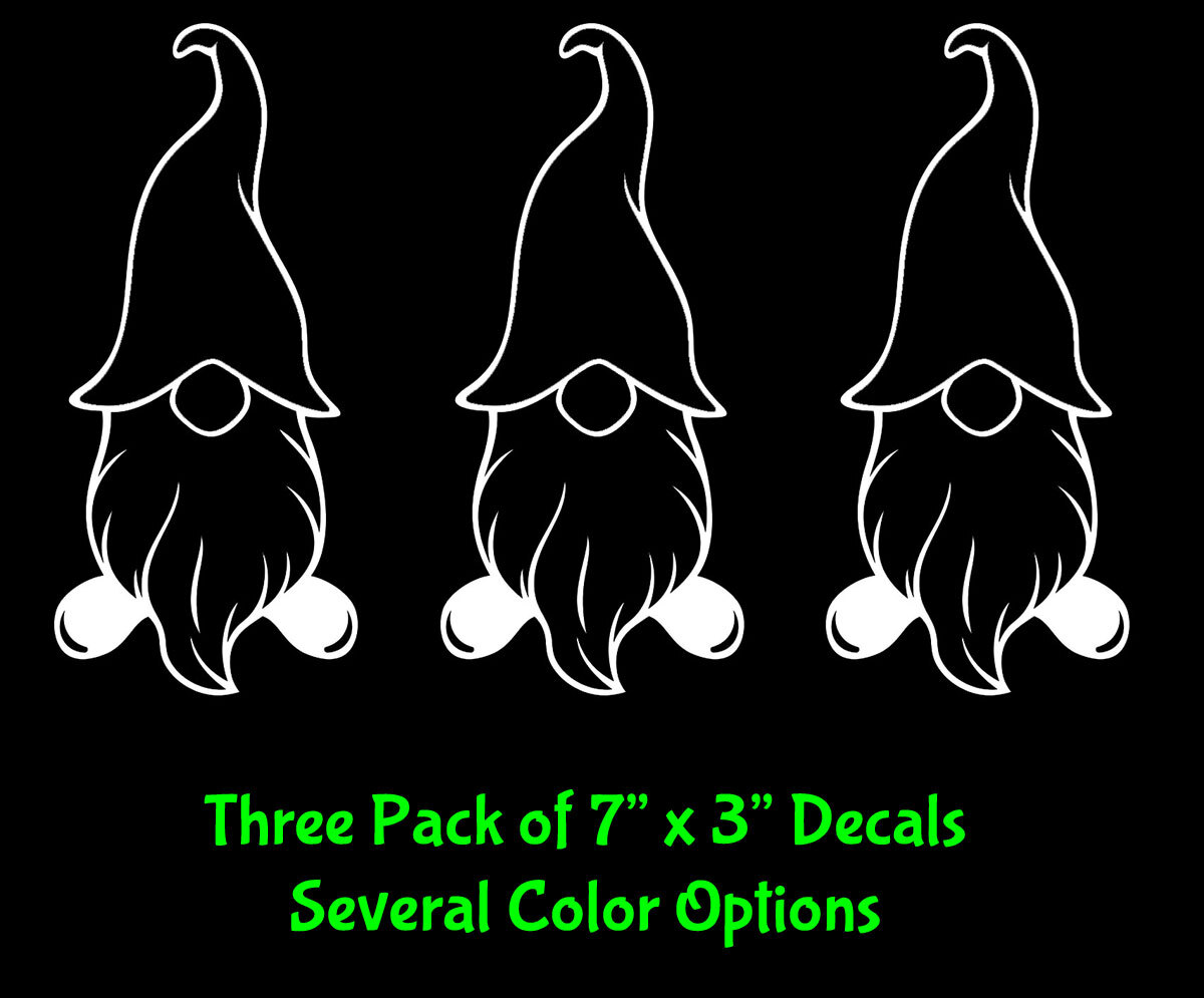 Gnomes 3 Pack 7" Vinyl Decal Car Truck Camper RV Trailer Window Laptop Tablet