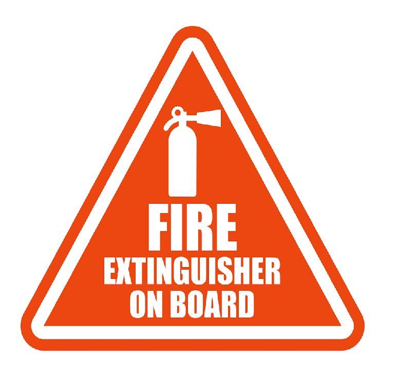Fire Extinguisher On Board Sticker Label H184