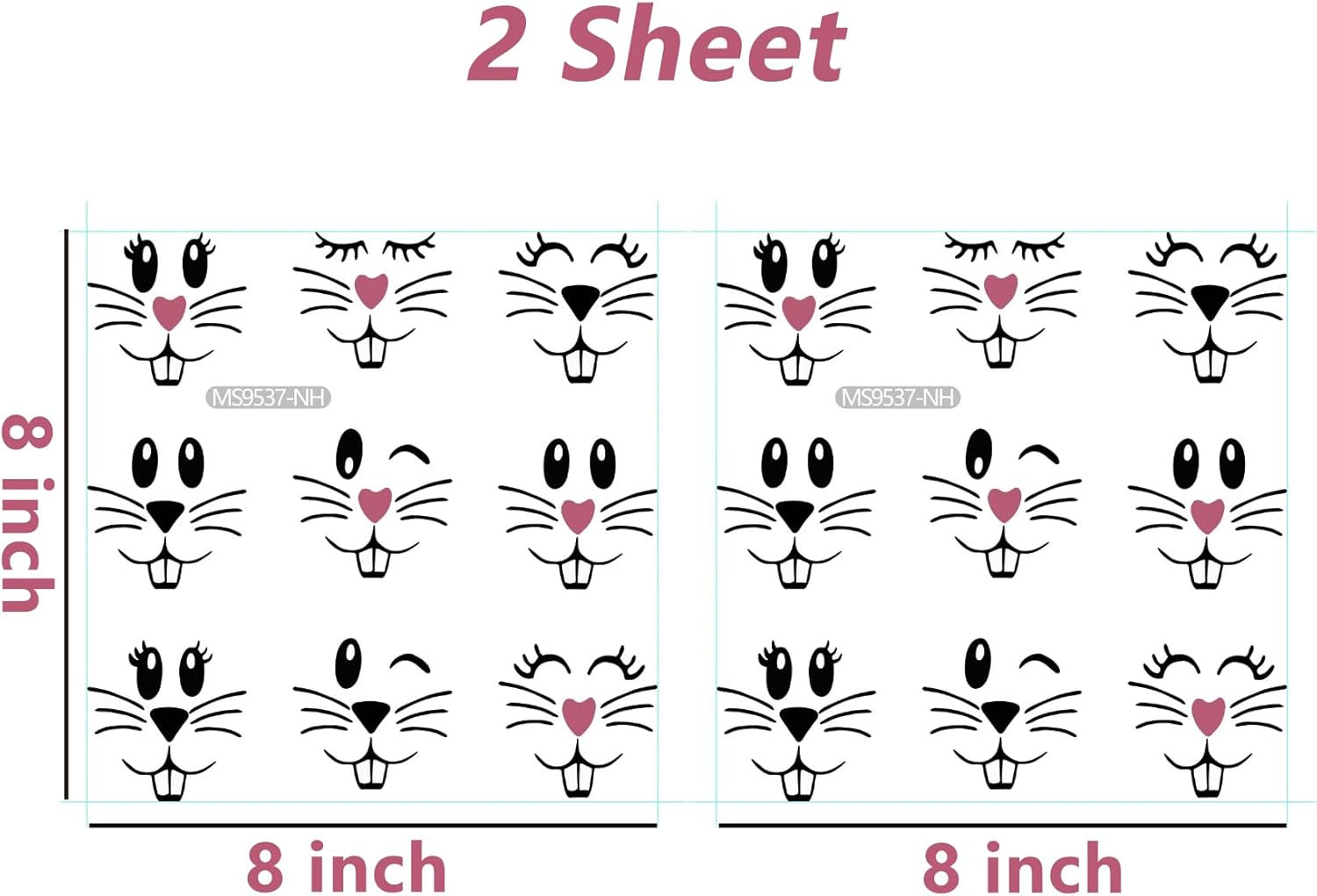 18 Pcs Easter Bunny Face Vinyl Decals – Bunny Faces DIY Craft Vinyl Art Stickers