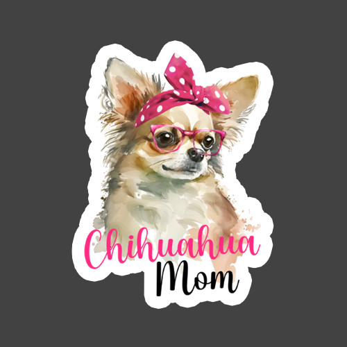 Chihuahua Mom Sticker Vinyl Decal Cute Dog Lover Pink Bandana Glasses