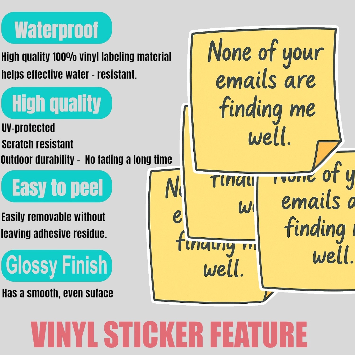 4Pcs Sarcastic "None of Your Emails" Vinyl Stickers – Funny Coworker Gift