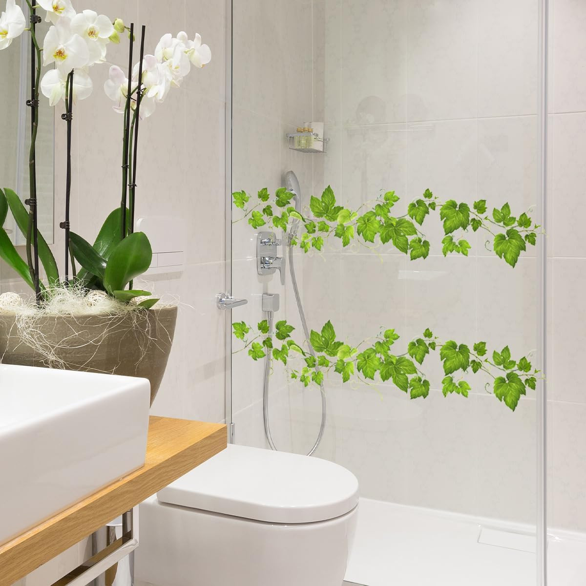 4 Pack Green Leafy Vine Wall Decals, Green Plants Leaves Wall Stickers for Kitch