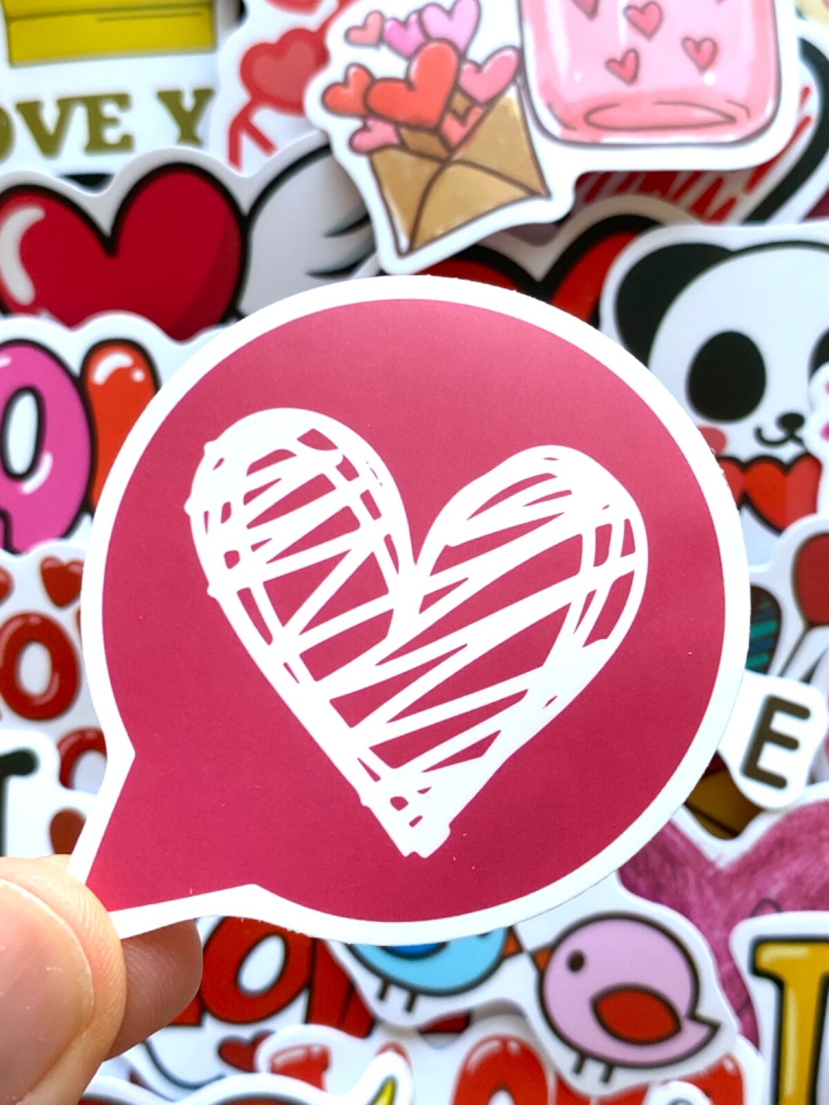 5-50 pcs Love Stickers, Valentines Cute Heart Red Water Bottle Car Laptop Decals