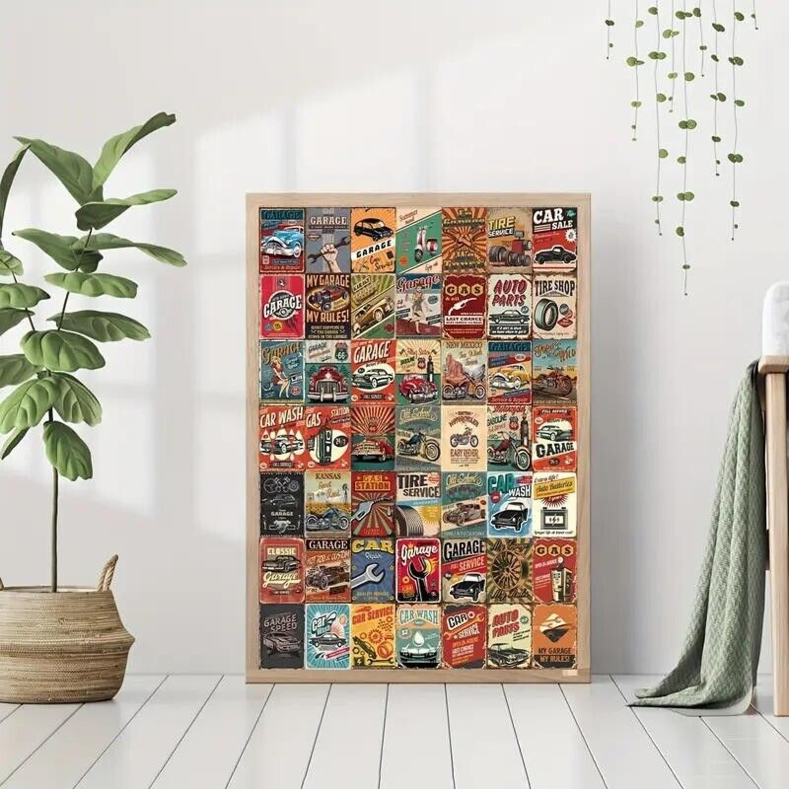 50pcs Vintage Retro Style Car & Petroliana 4x6in Poster Prints Wall Collage Kit