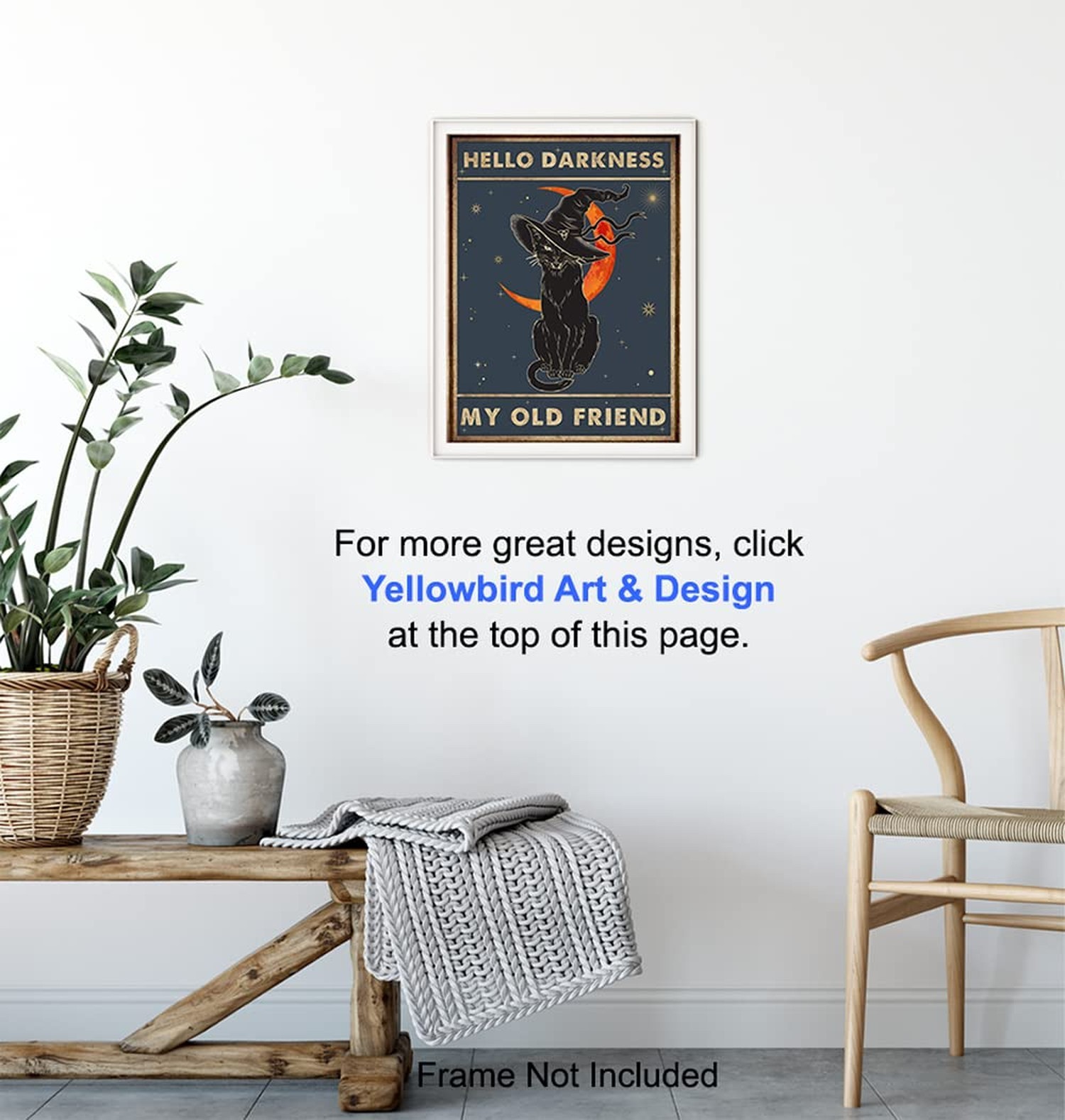 Witch Cat Wall Art – Black cat Room Decor – Goth Halloween Wall Art Print – P…