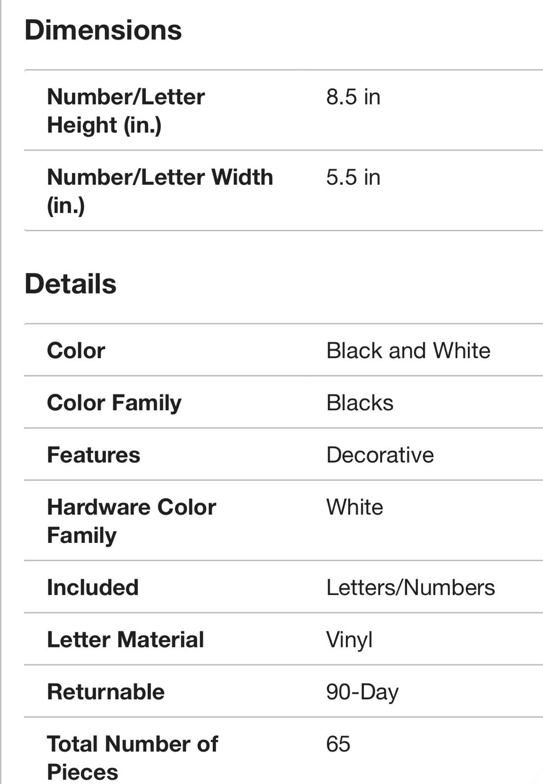 Everbilt Adhesive 2 Inch Letters Black & White 65 Piece New