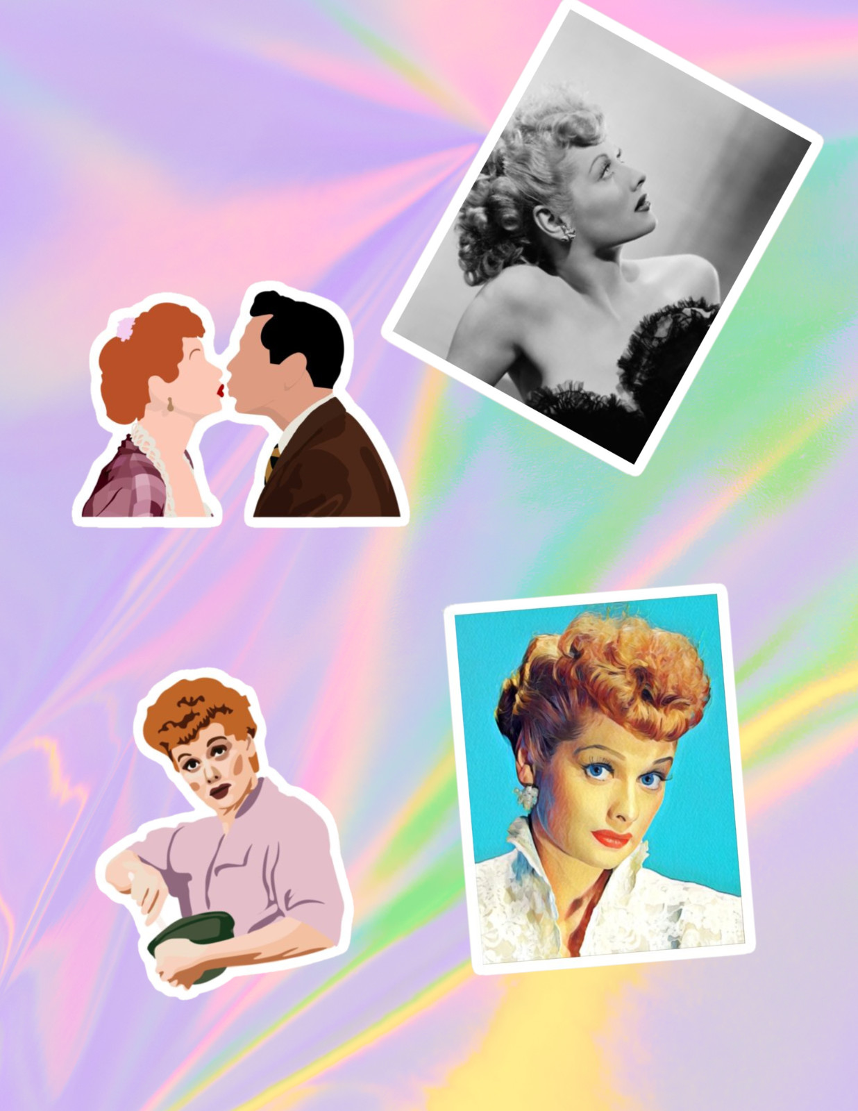 I Love Lucy Retro TV 4pk Sticker Pack