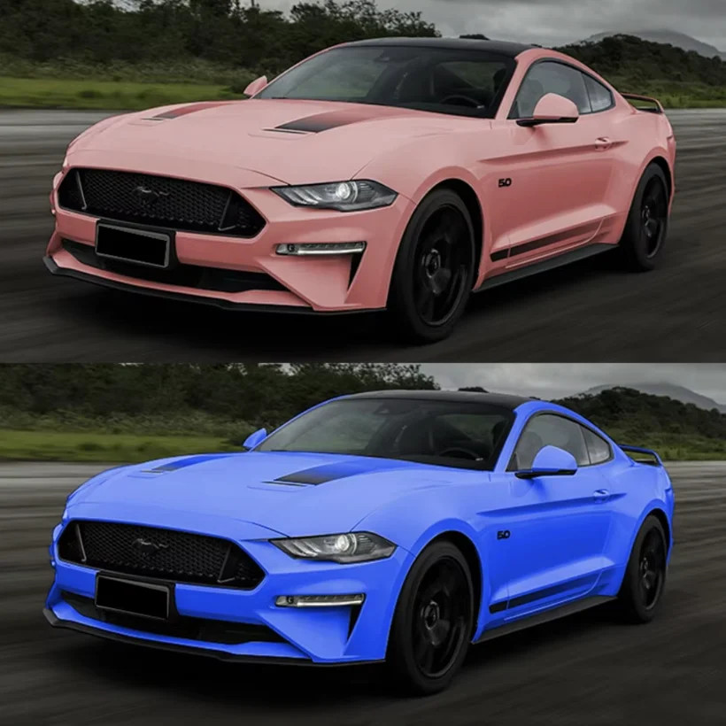 Aftermarket Gradient Hood Stripe & Waistline Decal for Ford Mustang (2018–2021)