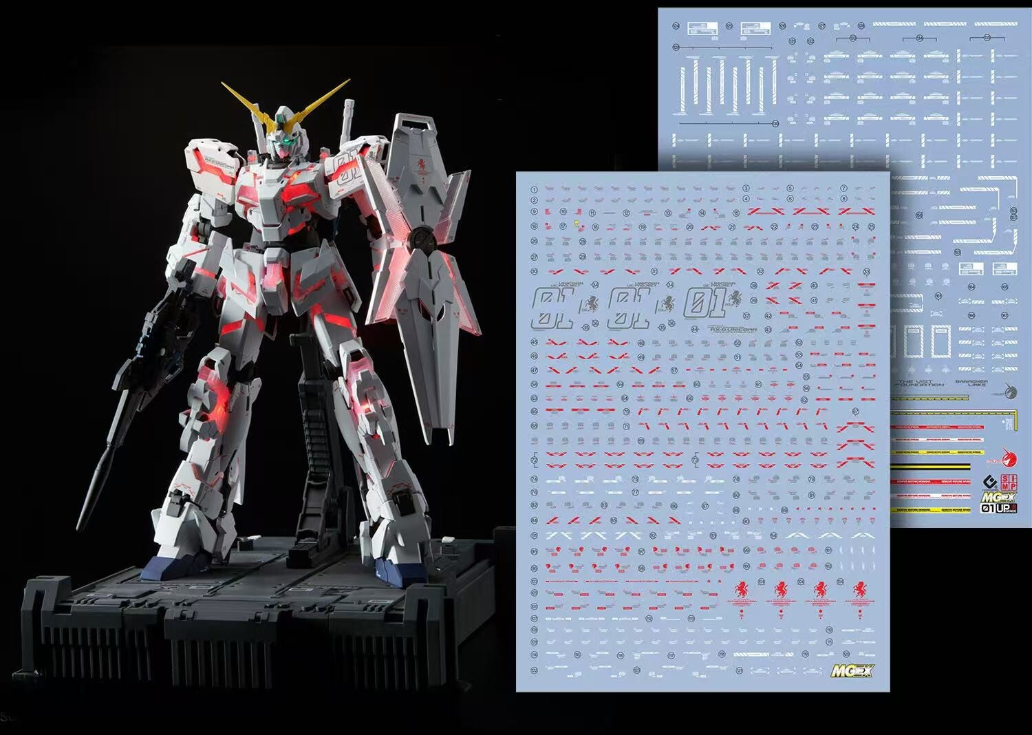 for MGEX Unicorn Gundam Ver.KA Waterslide Decals – Banagher Links (UV Reactive)