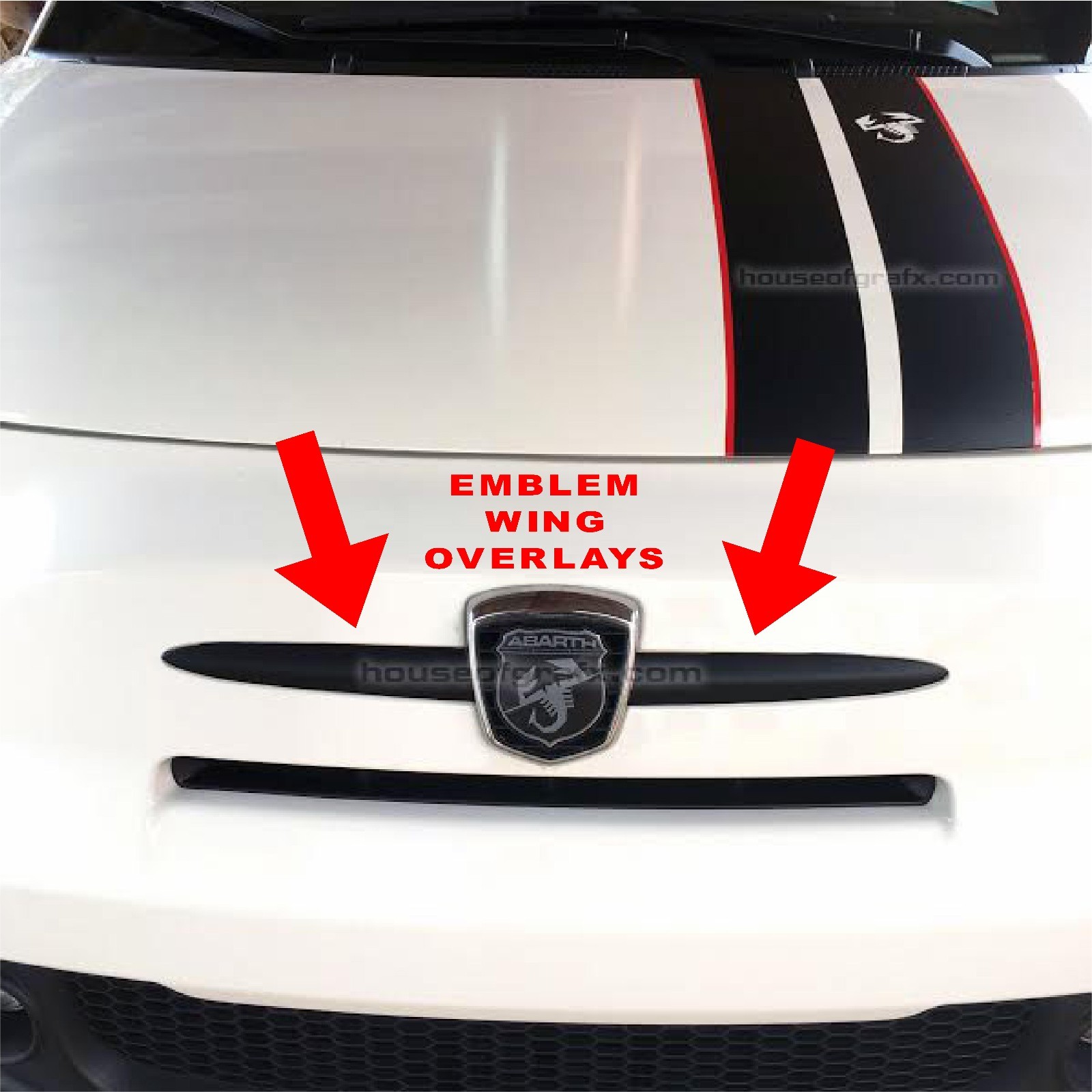 Emblem Wing overlay Decal fits 2012 2013 2014 2015 2016 Fiat 500 Abarth