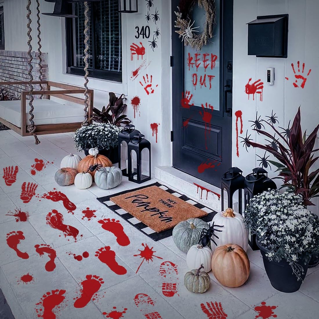 Bloody Handprint Footprint Floor Stickers Clings Decorations, Life Size Wall …