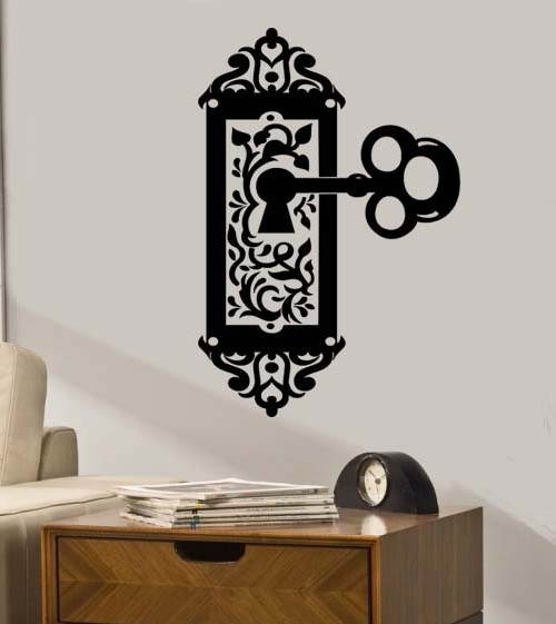 Antique Key In Lock Vinyl Wall Sticker Decal