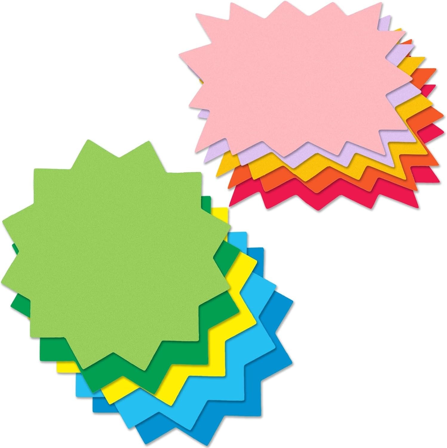360 Pcs Multicolor Starburst Signs Cutouts in 2 Styles, Blank Round Rectangle…