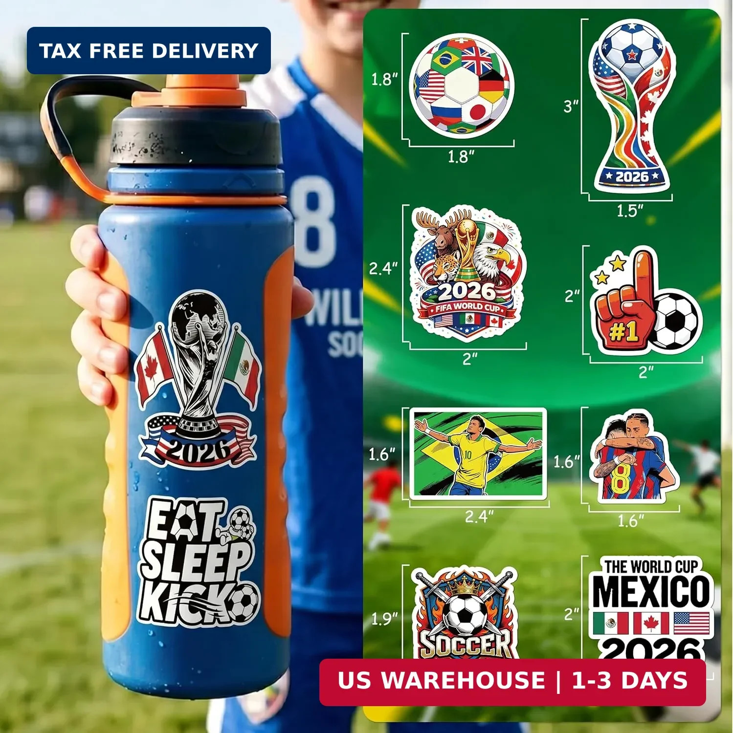 150Pcs Soccer Stickers Vinyl Waterproof Non-Repeating for Boys Girls Teens Adult