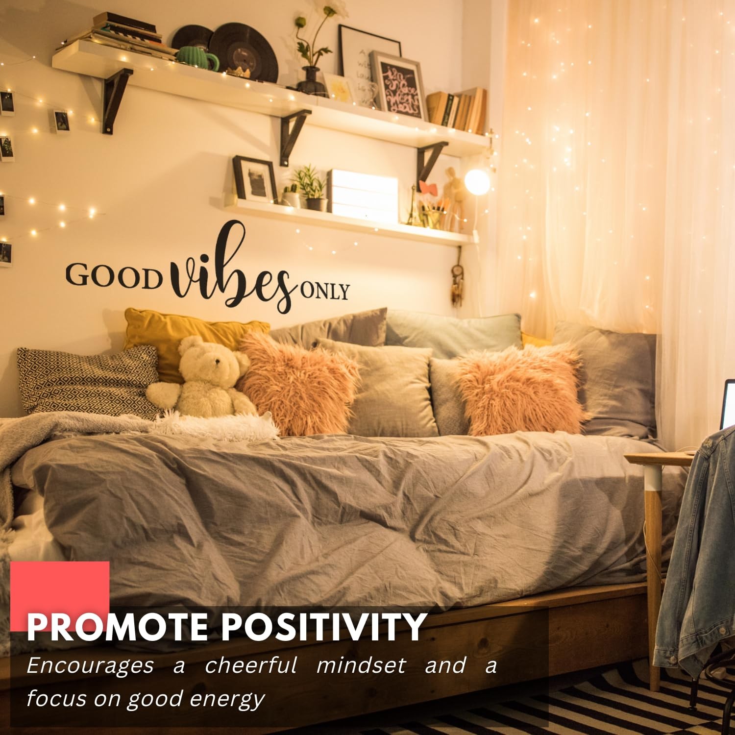 – Good Vibes Only – Positive Quote Wall Decal Decor, Inspirational Wall Art, …