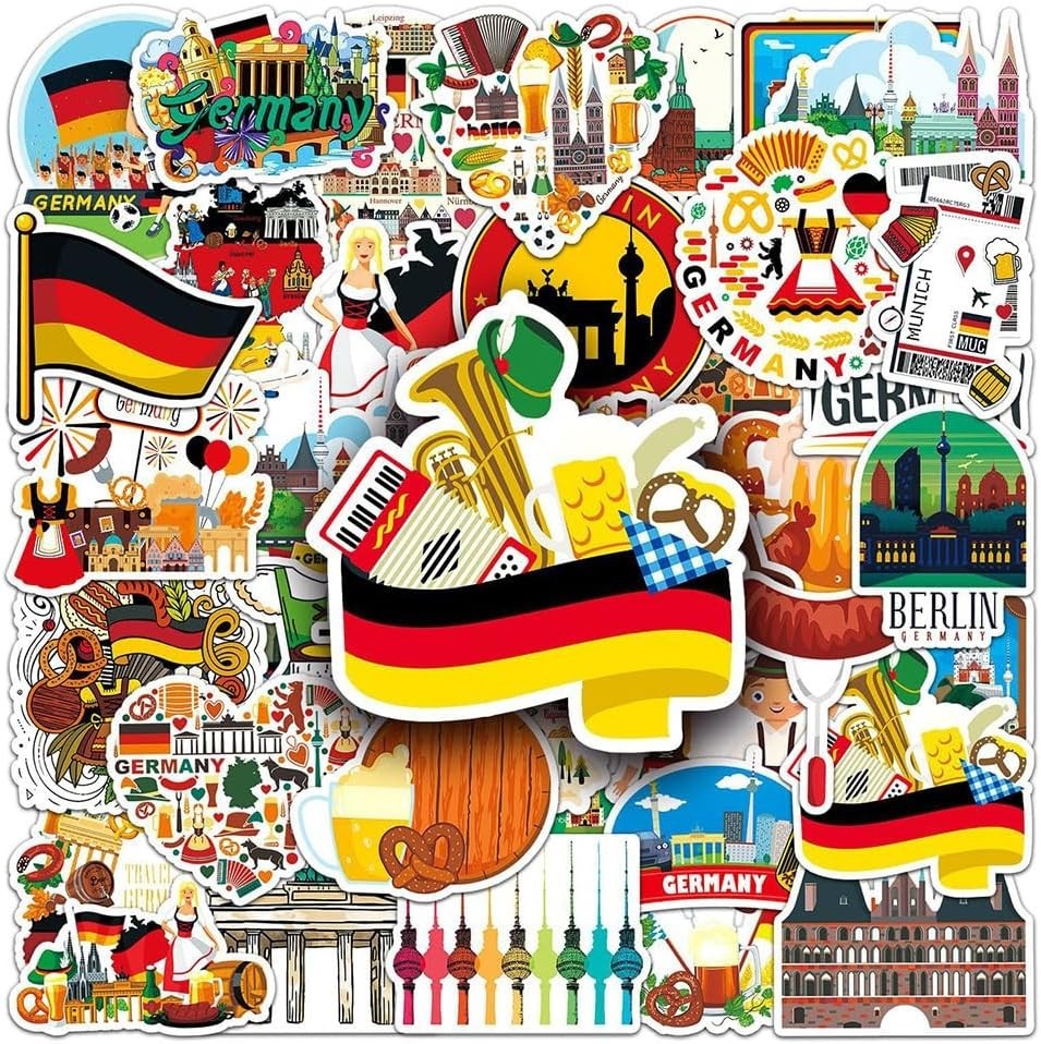 Stickers |50Pcs German Waterproof Vinyl Decals | Removable Reusable Peel & St…