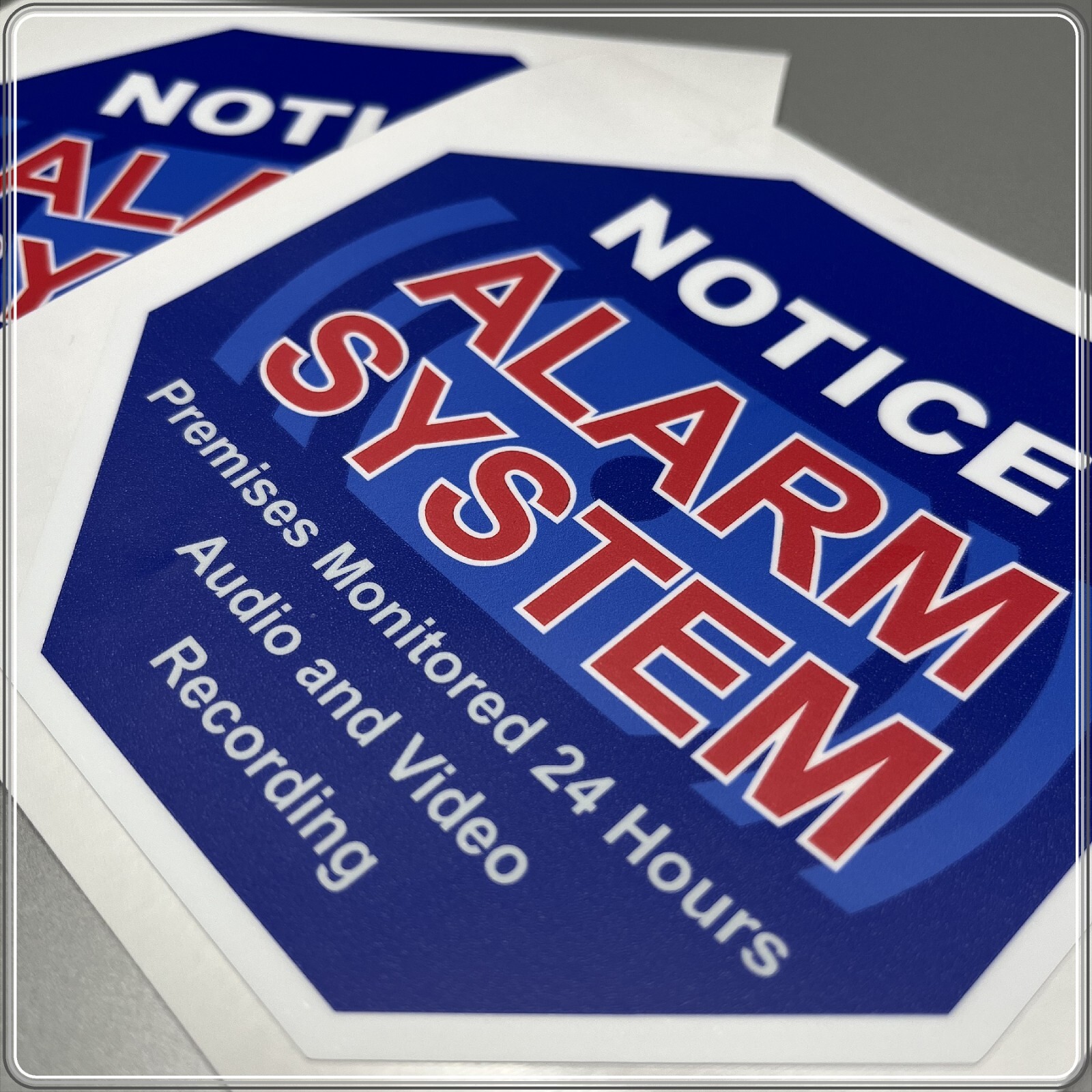 2-Pack Alarm System Warning Decals 5"x5" Blue High Quality Laminated Window Stic