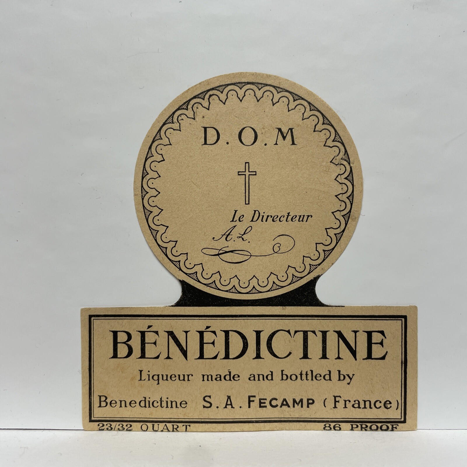Lot 2 D.O.M. Benedictine Liqueur Label – S.A. Fecamp France