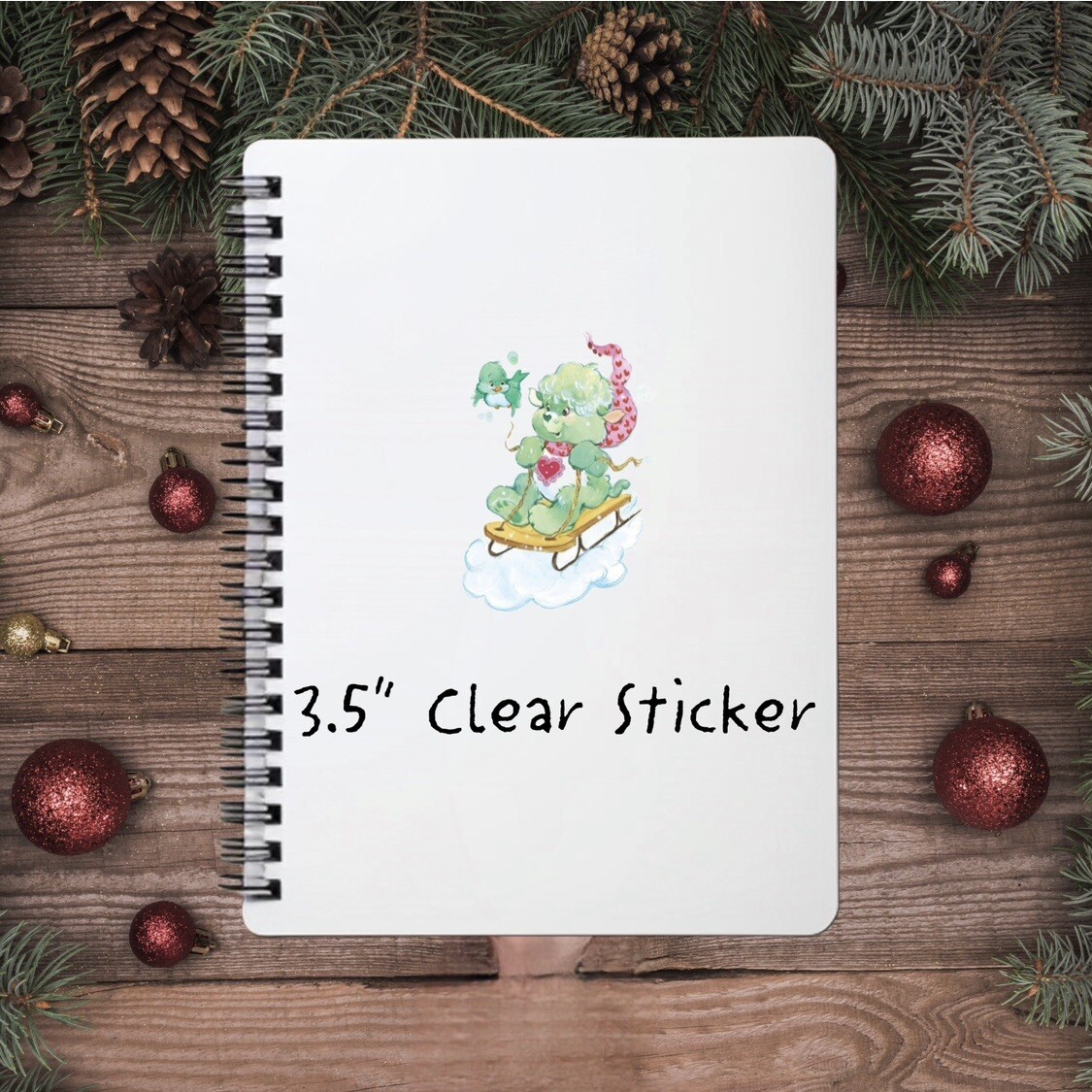 Care Bears Sticker SET OF 5, Clear Decals 3.5” Bear Cousins Christmas Series 2