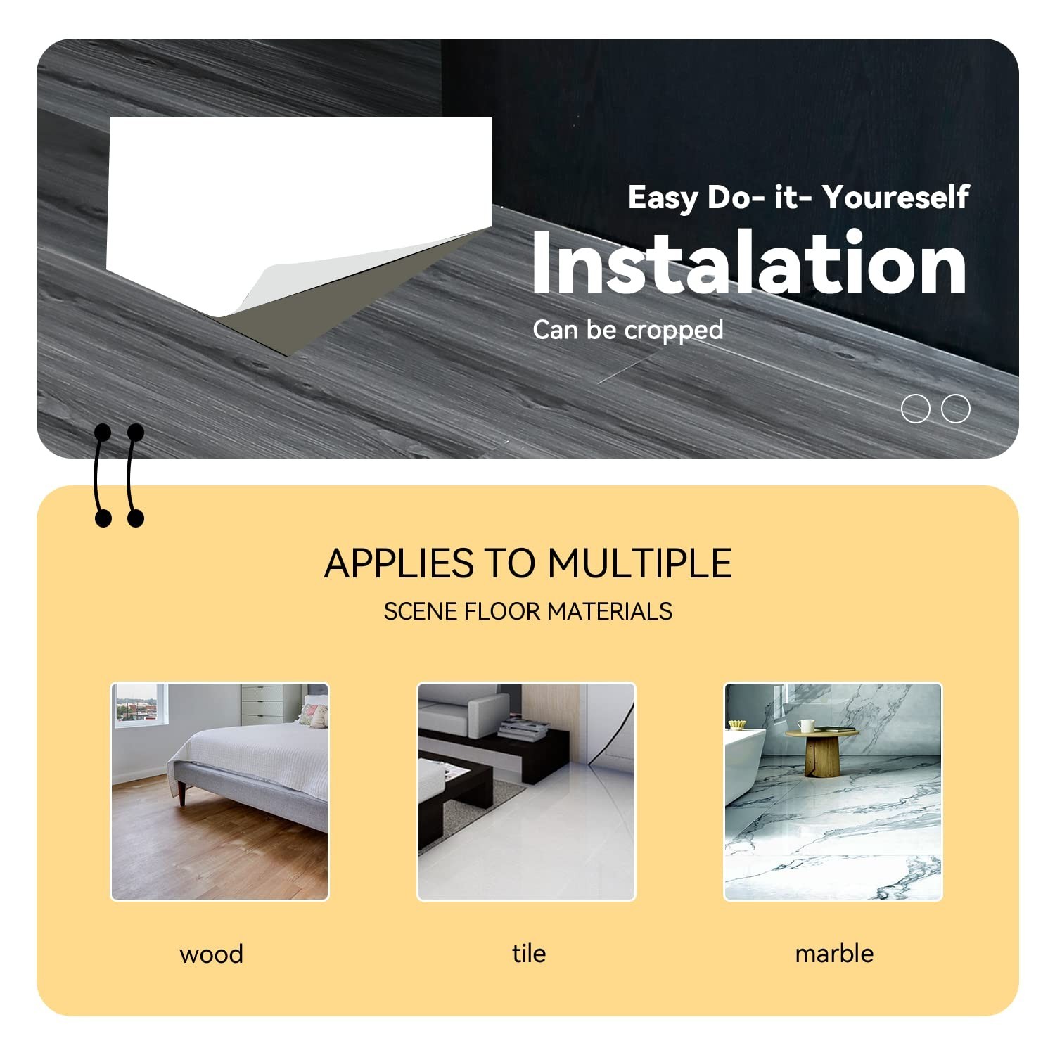Wood Grain Peel and Stick Floor Tiles – 11.8” Width, Full Roll Lengt
