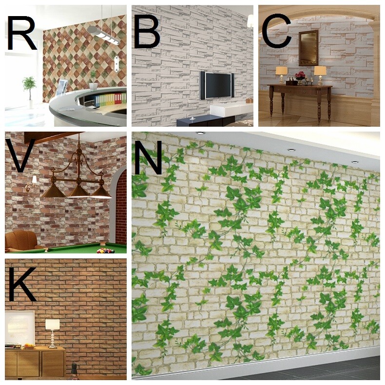 45CMX10M Self Adhesive Wallpaper Retro Brick Stone Wall Sticker Decal Upholstery