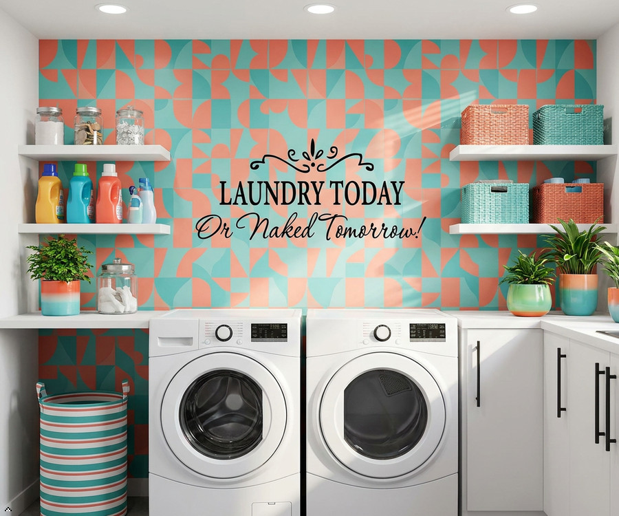 Laundry Today or Naked Tomorrow Removable Wall Stickers Home Decals Decor Quote