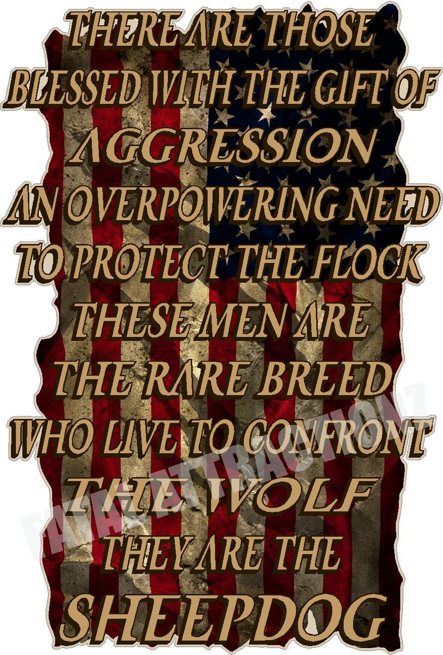 American Flag Sheepdog Verse Vinyl Decal sticker patriotic military police