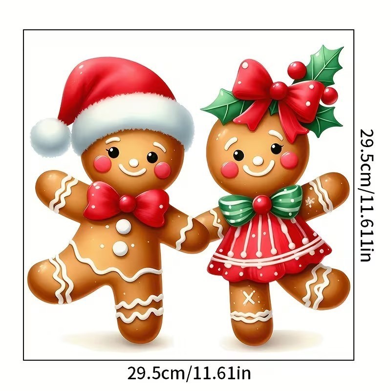 Gingerbread Man and Woman Bathroom Sticker for Festive Christmas Atmosphere