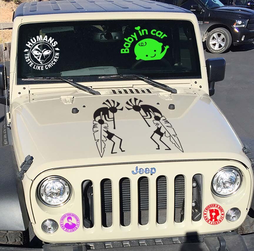 Kokopelli 2 Kokopellis with Feather Navajo Pueblo Hopi Zuni Sticker Decal