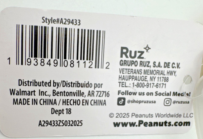 Ruz Peanuts Woodstock Wall Decor — Holiday Gift Design — Brand New with Tag