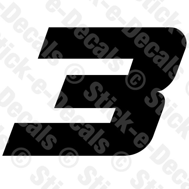 Number THREE 3 Vinyl Die Cut Decal Sticker – RACING NUMBER Custom A4