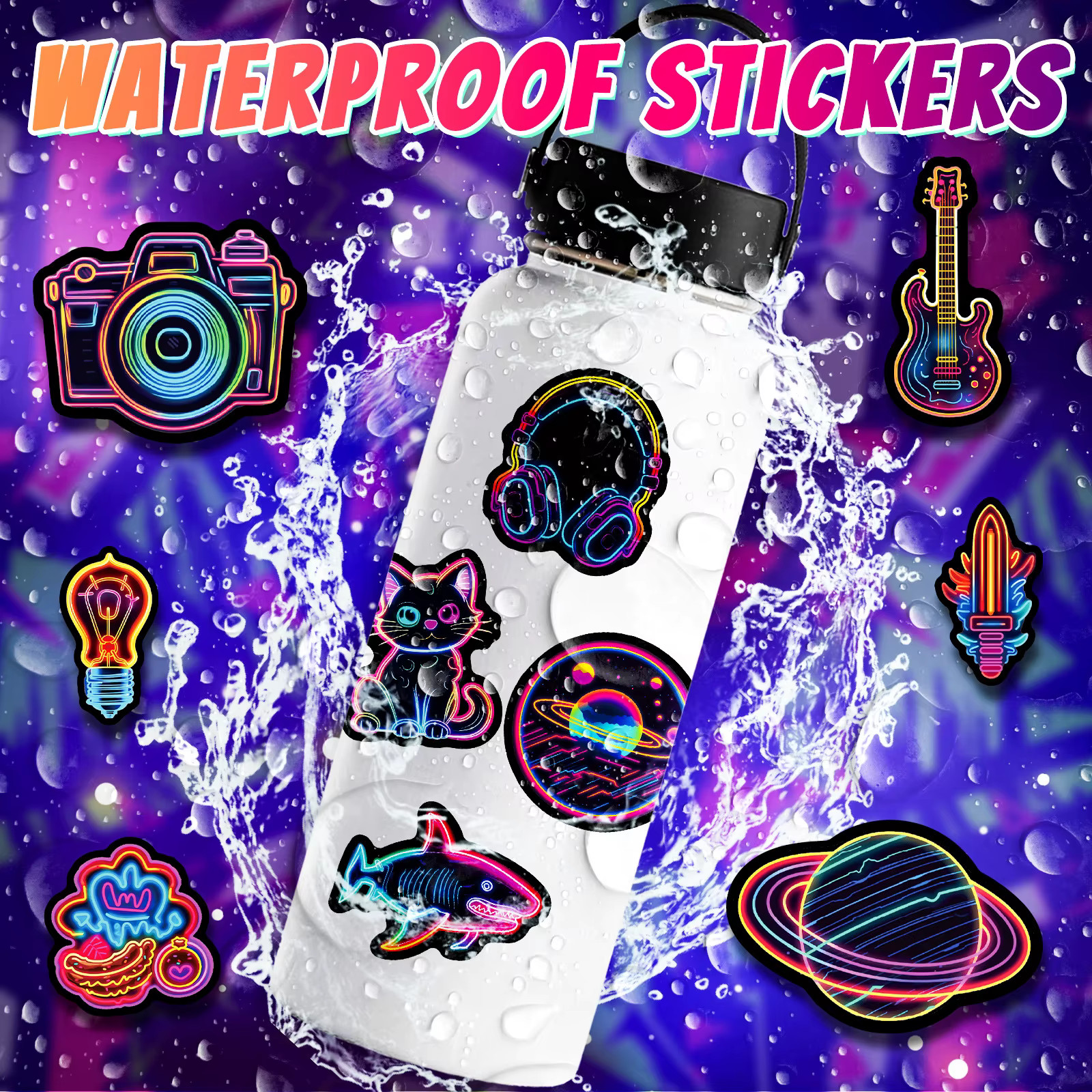 10 pc Fun Neon Light Sticker Set Collectible Stickers ST16
