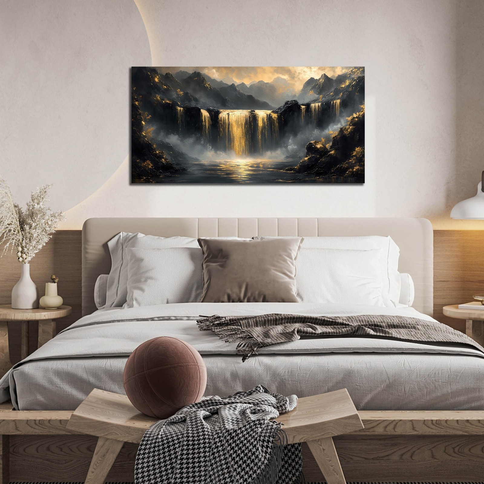 Waterfall Canvas Wall Art for Living Room – Mountain Art Wall Decor for Offic…