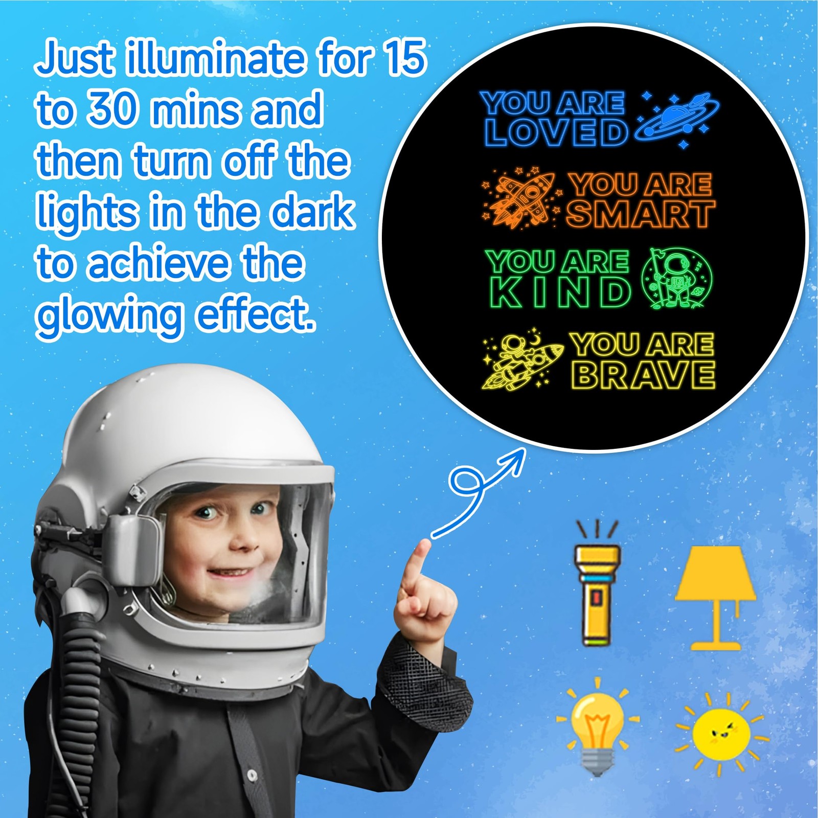 Robmoda Glow Astronaut Wall Stickers 4 Colors