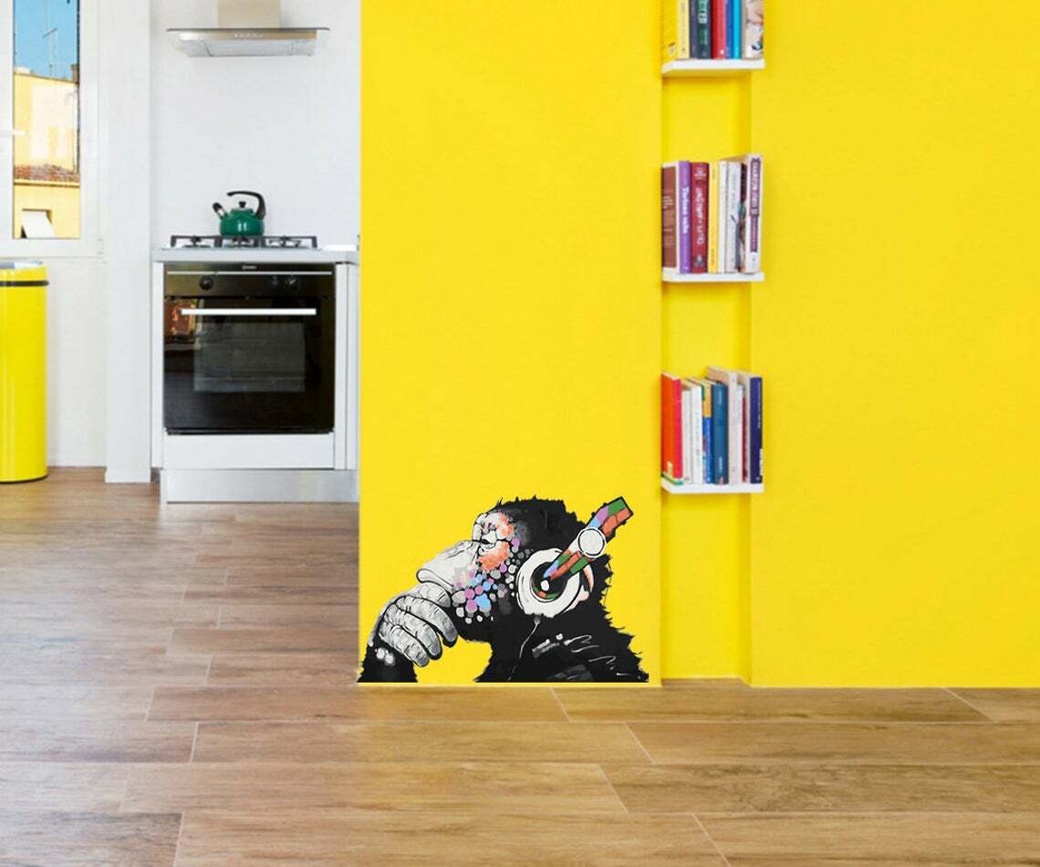 Graffiti Monkey Decal, Monkey Wall Sticker, Monkey Print Monkey Wall Art
