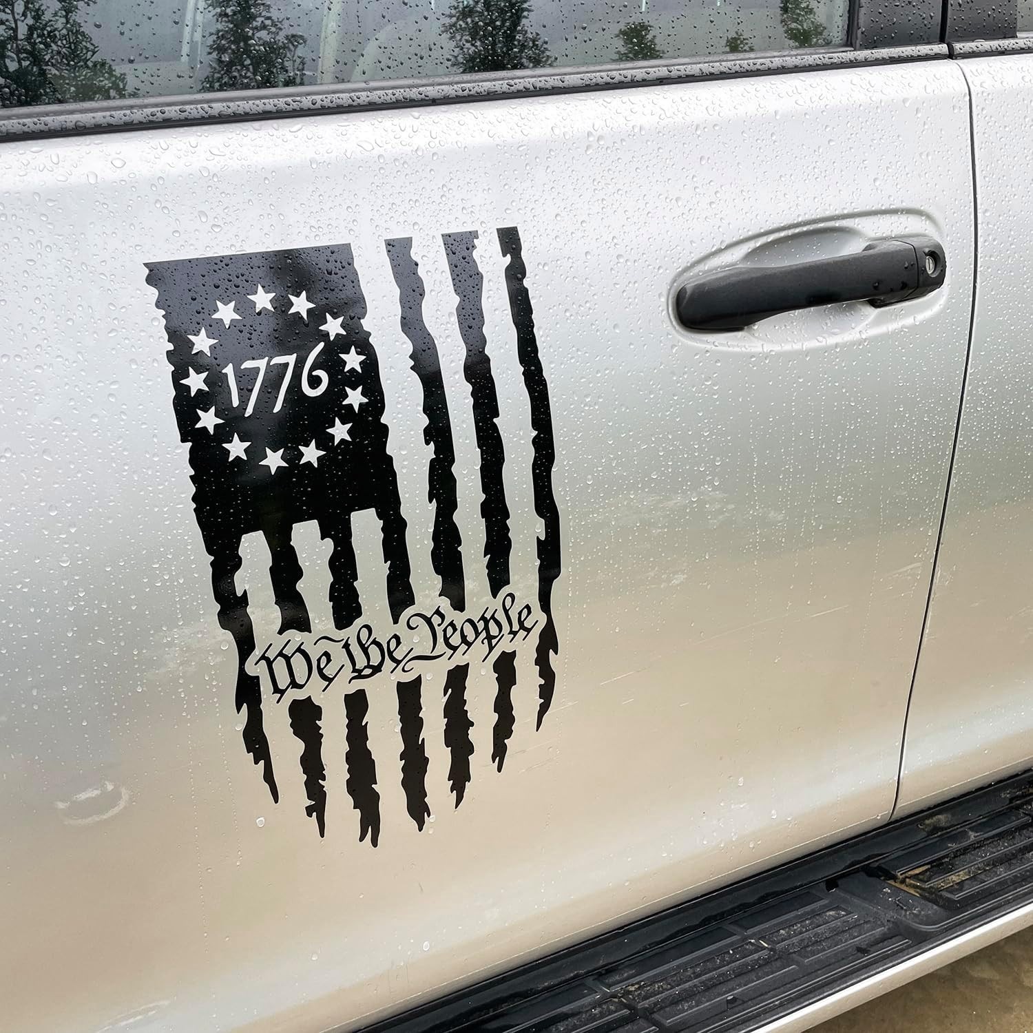 We The People Distressed American Flag Graphic Decal Vinyl 2 Pack for Both Si…