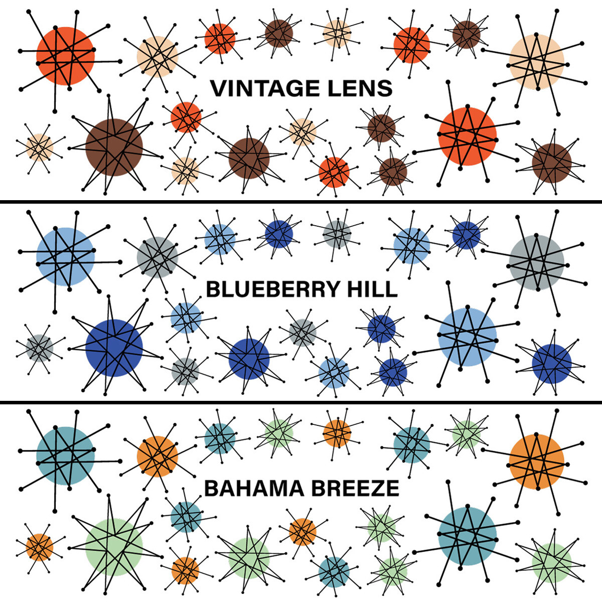 Atomic Starburst Wall Decals & Accents – Medium Set Of 50 – 12 Color Palettes