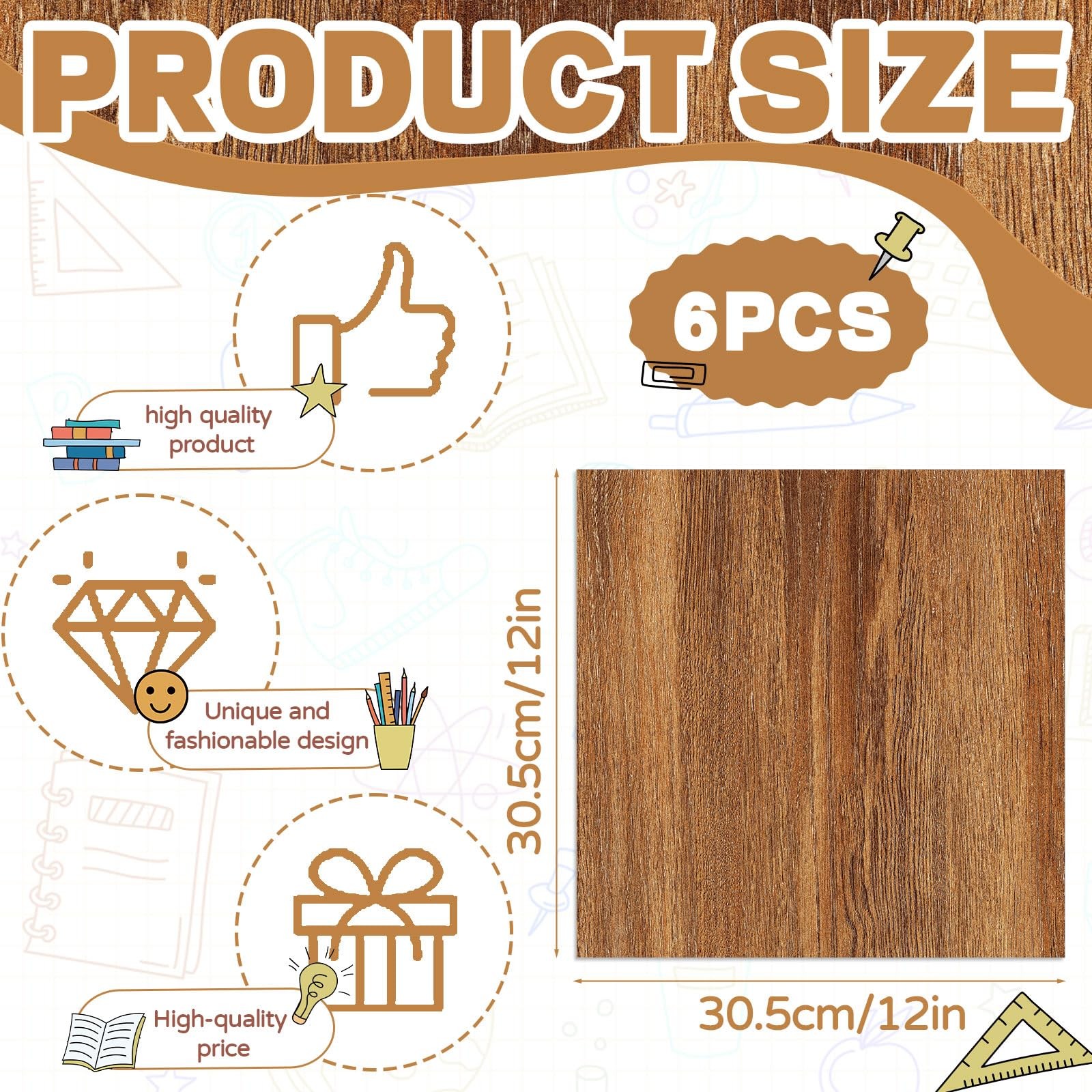 6 Pcs Locker Magnetic Wallpaper Locker Brown Wood Grain Wall Magnetic Sticker…