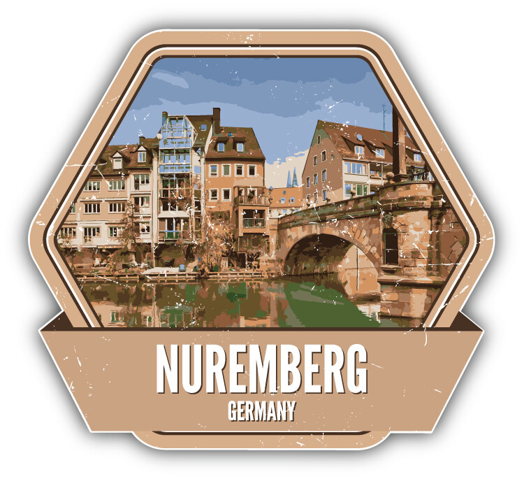 Nuremberg Germany Grunge Vintage Travel Label Car Bumper Sticker Decal