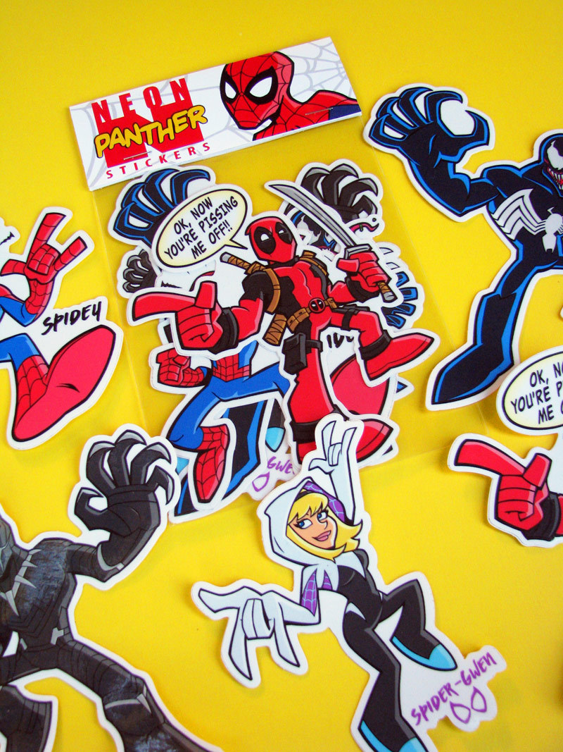 Marvel Vinyl Stickers Spider-Man Venom Deadpool Black Panther Thanos Car Decal