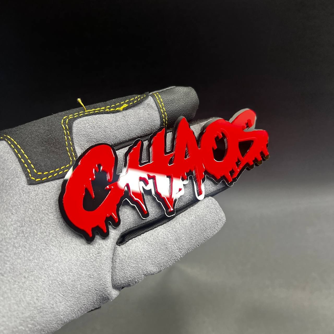 1x Drip CHAOS Custom Text 3D Acrylic Car Emblem Badge Multicolor Fender Decal