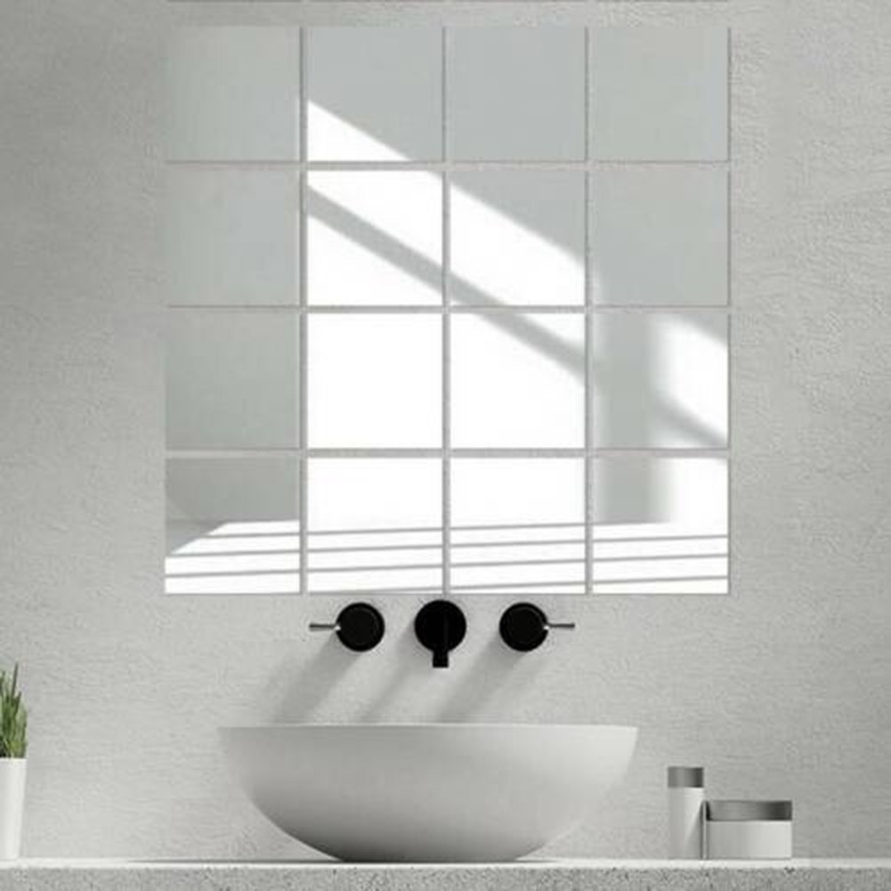 Mirror Stickers Decals Wall 15CM Bath Bathroom Decor Glass Home Mosaic Set
