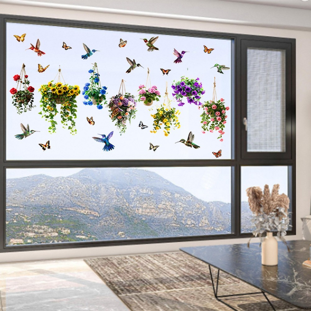 Bright Color Sunflower and Butterfly Glass Decoration for Indoor Outdoor