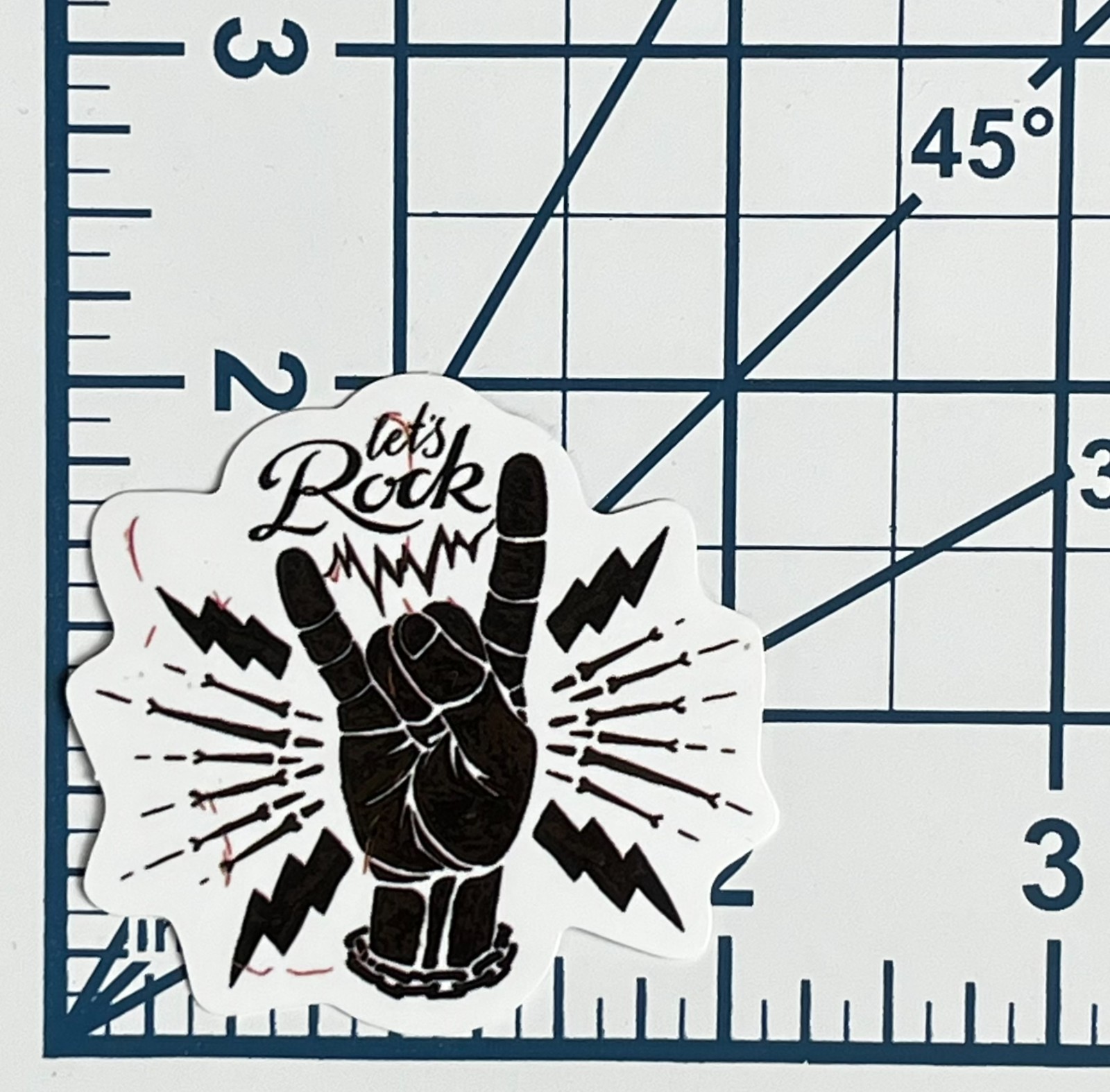 Let's Rock Sticker Horns Hand Gesture Decal Lightning Bolt Music Band Gift Cool
