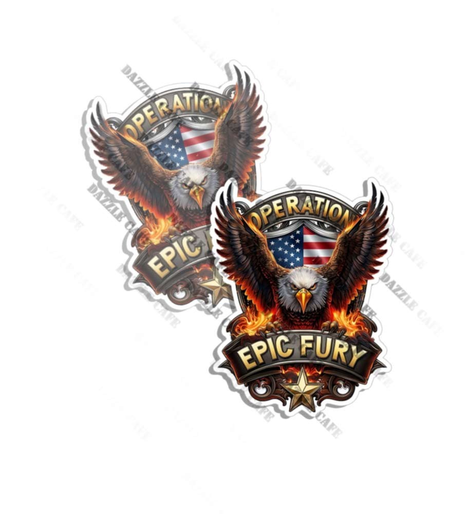Patriotic OPERATION EPIC FURY Sticker Military Vinyl PATRIOTIC Decal Wall 2 PACK