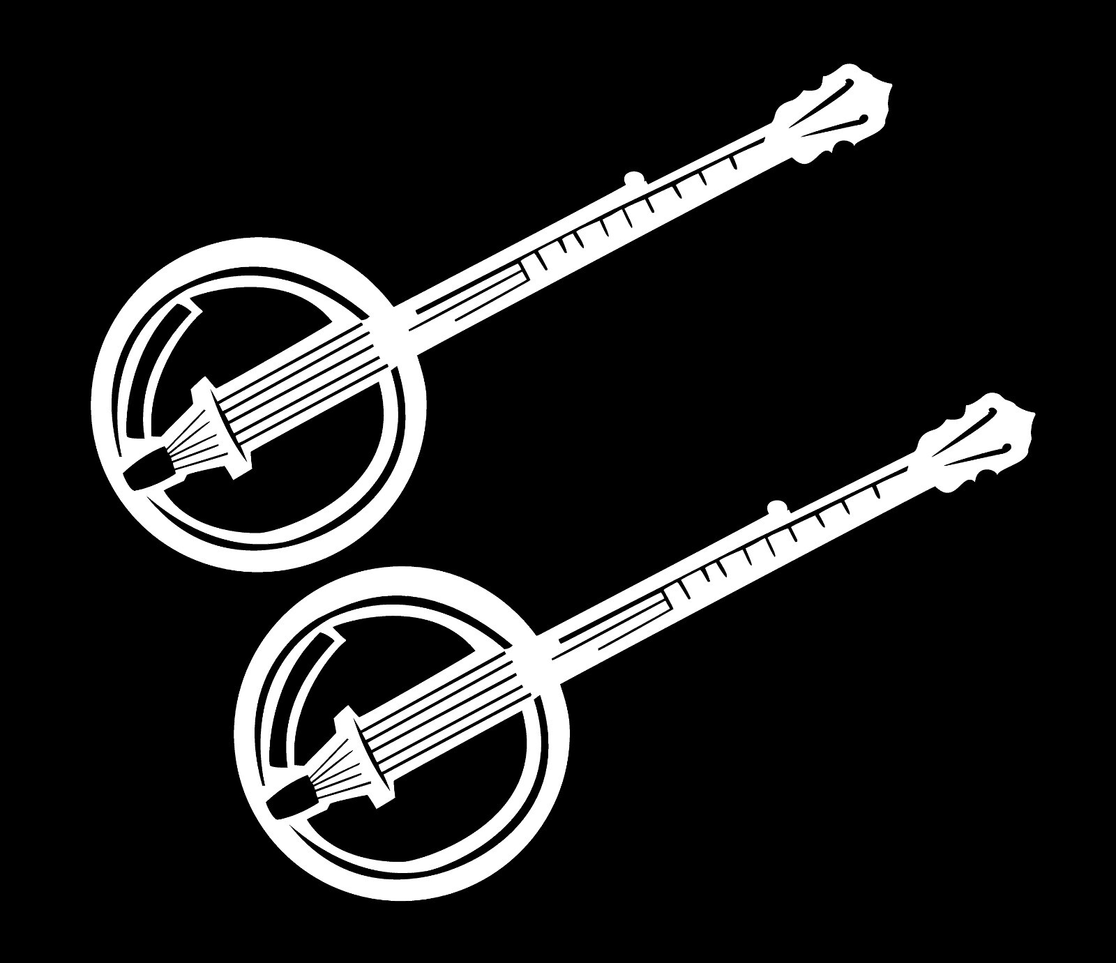 Banjo Decals Set of Two Car Vinyl Bluegrass Country Old Time Music Sticker